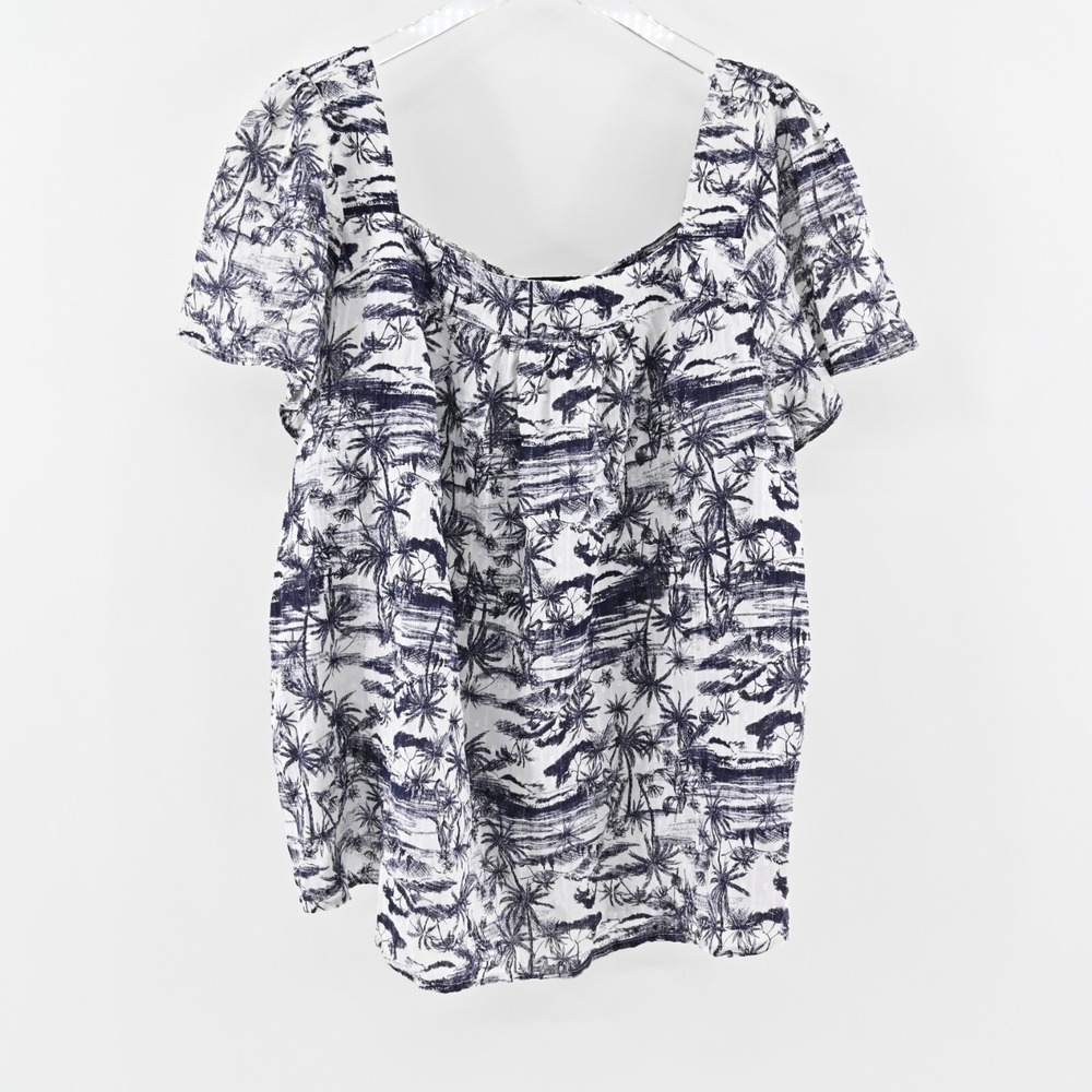Torrid Top Clip Jacquard Womens Size 2X Square Neck Flutter Sleeve Jungle Toil - Picture 1 of 12